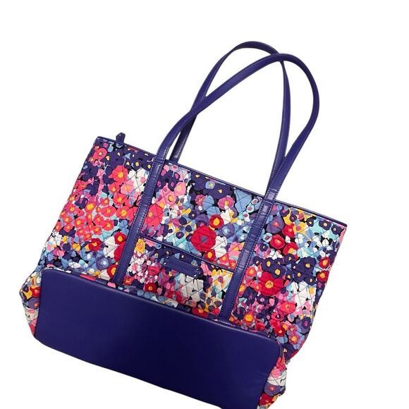Vera Bradley Floral Quilted Tote Bag Large Purple Pink Red - Picture 5 of 5